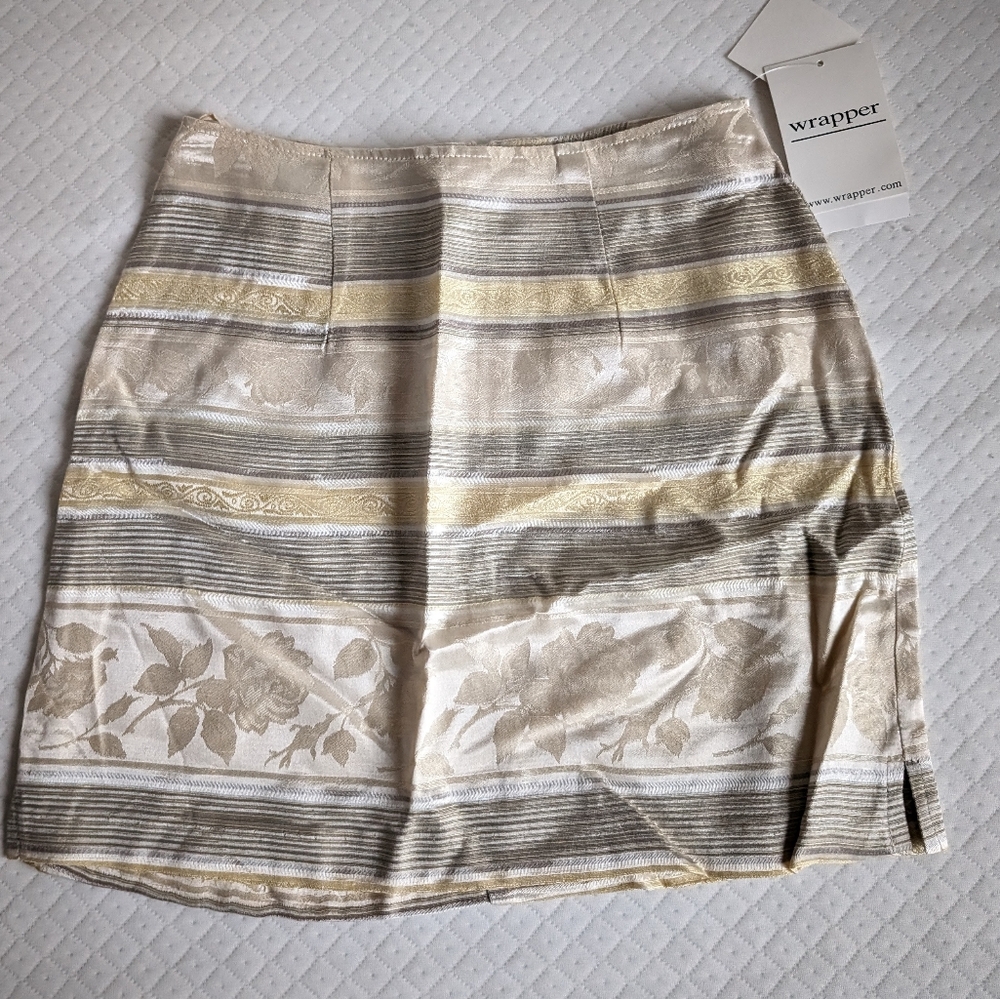 Wrapper NWT Y2K Dead stock Coquette mini green yellow floral skirt, size XS